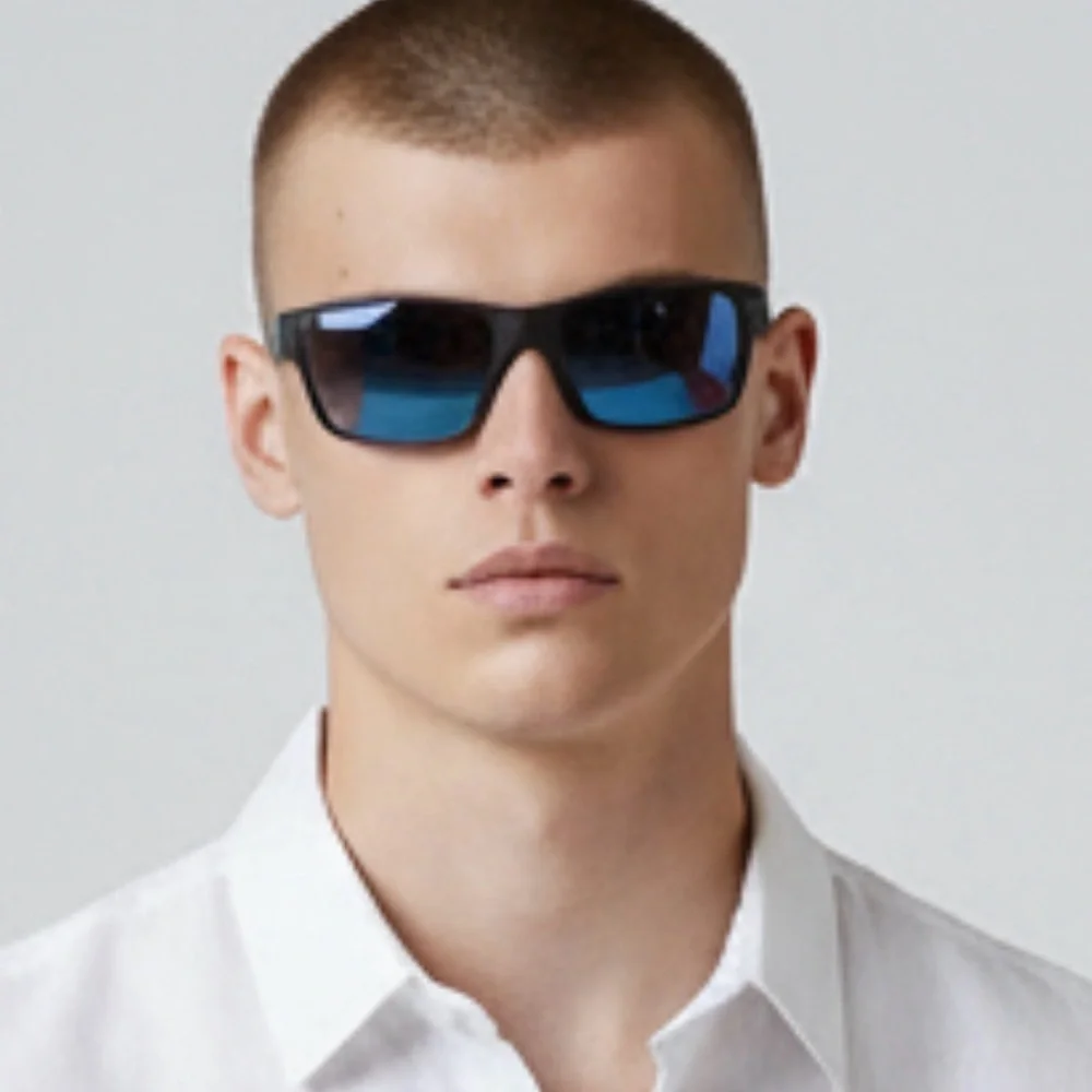 Perry Ellis Men’s Sunglass Black Plastic Sport Wrap, Smoke Lens PE105-1